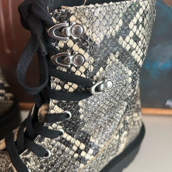 Salt + Umber Sustainable Eco Chic Snakeskin Combat Boots 39/8.5 - Picture 5 of 16